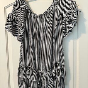 Source Unknown Black and White Striped Blouse